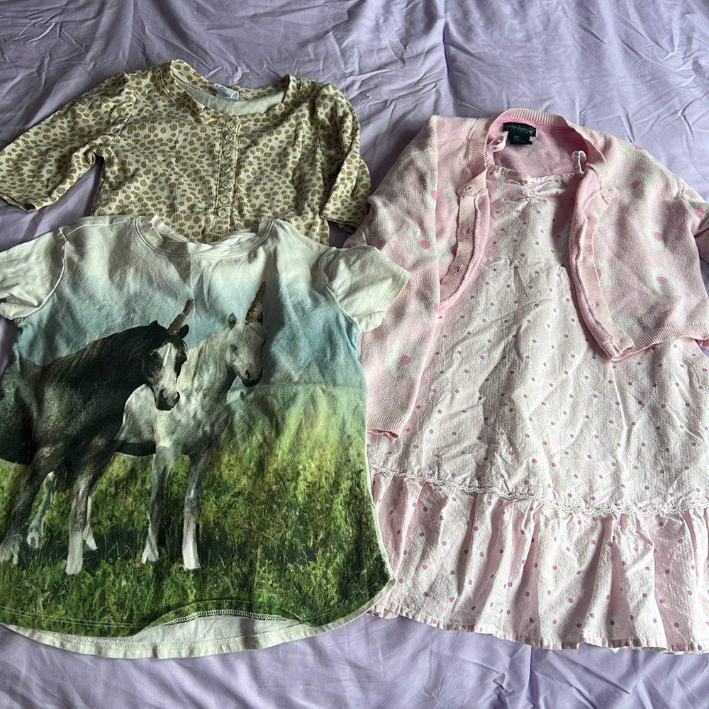 1 Cynthia Crowley dress with sweater, 2 gap shirts, size 10